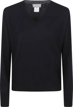 Wlns Cashmere Woman Plain Knitted Vneck Sweater