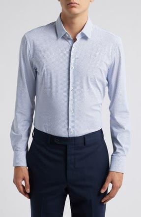 BOSS Hank Kent Slim Fit Performance Stretch Dress Shirt in Lt Past/bu at Nordstrom Rack, Size 17.5 - R