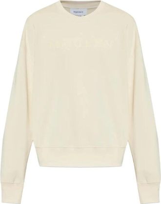 Alexander McQueen Gebreide wollen trui - Heren - Sweatshirts - Beige - M - Wol - Hoodies & sweatvesten
