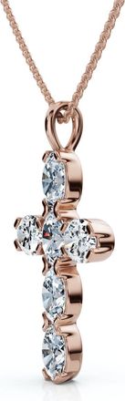 Pompeii3 3/4Ct Oval Diamond Cross 14k Gold 18 Necklace 3/4 Tall