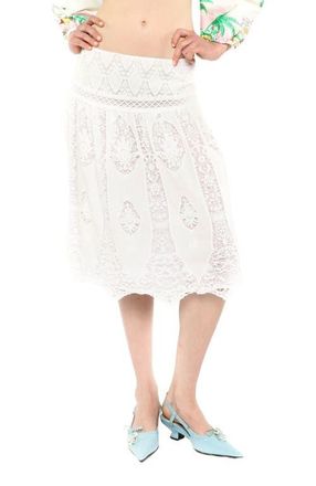 Anna Sui Applique Lace Combo Skirt in White Multi at Nordstrom, Size 4