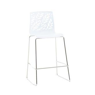 Siediti Fuori e Dentro Taburete de cocina de resina con fibra de vidrio blanco