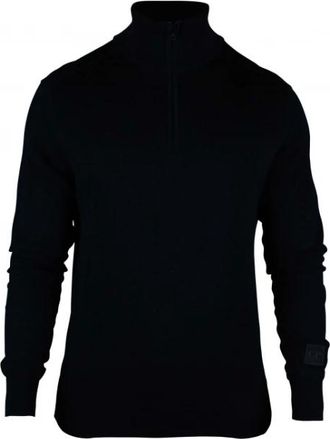 C.P. Company Fijngebreide Trui met Halve Rits - Heren - Coltruien - Blauw - M - Wol - Truien & Vesten