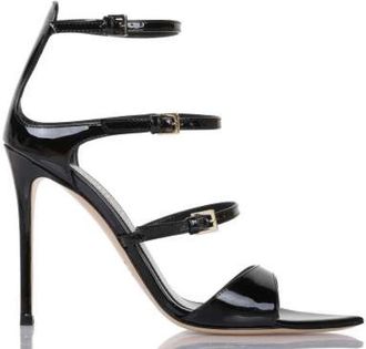 Ninalilou Zwarte Lakleren Stiletto Sandaal - Dames - Sandalen met hakken - Zwart - 40 EU - Leer - Schoenen