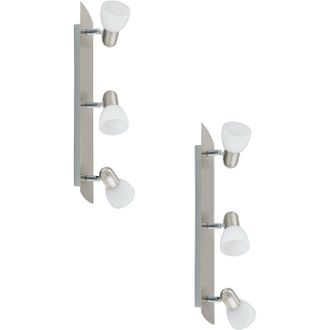 Loops 2 PACK Wall 3 Spot Light Colour Satin Nickel Shade White Satin Glass E14 3x40W in Metallics