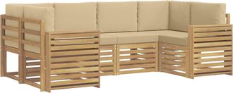 vidaXL Conjunto De Sof&aacute;s De Exterior 6 Uds. Y Beige Poli&eacute;ster Vidaxl