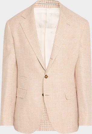 Brunello Cucinelli Mens Macro Prince of Wales Single-Breasted Sport Coat