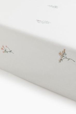 H&M Gemustertes Spannbettlaken aus Baumwolle - White