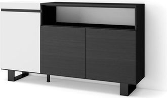 Skraut Home Aparador efecto madera blanco y negro 150x35x87cm con patas