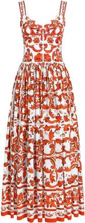 Dolce & Gabbana lange poplin jurk met majolica-print