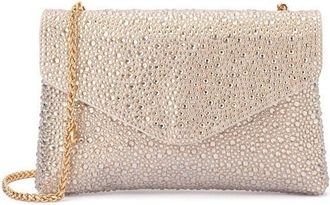 Olga Berg Hattie Crystal Shoulder Bag in Champagne at Nordstrom
