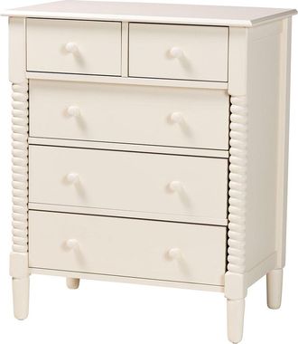 Baxton Studio Braith Farmhouse Spindle Wood 5-Drawer Chest