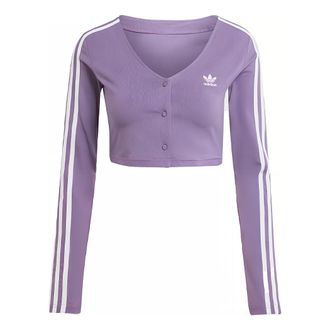 adidas (WMNS) adidas originals Adicolor Classics 3-Stripes Button Long Sleeve Tee Purple IK6616