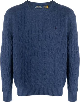 Ralph Lauren Trui - Heren - Ronde hals truien - Blauw - M - Wol - Truien & Vesten