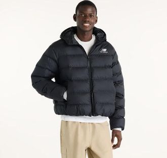 New Balance Hombre Boston Puffer Jacket en Negro, Poli&eacute;ster, Talla 2XL