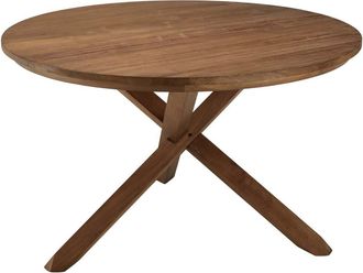 Macabane Mesa de comedor redonda de madera de teca reciclada D130