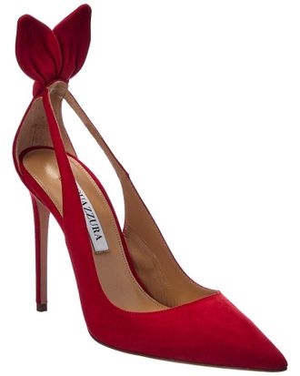 Aquazzura Bow Tie 105 Suede Pump