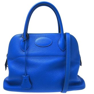 Herm&egrave;s Bolide Clemence Blue Leather Handbag (Pre-Owned)