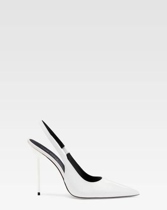 PARIS TEXAS Womens Lidia Patent Leather Slingback Pumps In White