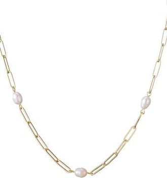 Adornia 14K Gold Plated Freshwater Station Necklace in White at Nordstrom Rack