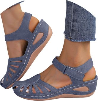 Generic Closed Toe Sandals for Women,Wide Fit Sandals for Women,Platform Fisherman Sandal,Hollow Out Breathable Sports Sandal,Summer Outdoor Beach Shoes for H