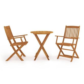Berkfield Home 3 Piece Folding Bistro Set solid Acacia Wood in Brown