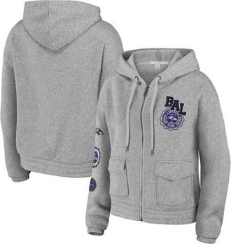 WEAR by Erin Andrews Womens WEAR by Erin Andrews Heather Gray Baltimore Ravens Full-Zip Hoodie at Nordstrom, Size X-Small
