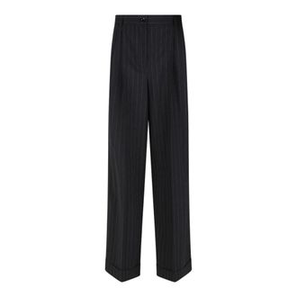Dolce & Gabbana Wollen pantalon met krijtstreep - Dames - Broeken - Zwart - Maat: S Wol