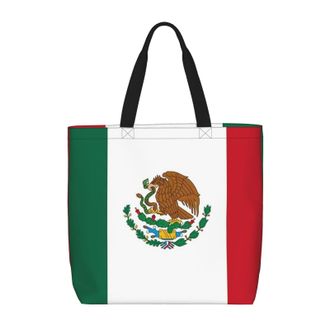 Generic Women Handbag Mexican Flag Women Beach Bag Reusable Casual Shopping Bags, For Christmas, Birthday, Graduation, Gym, Work