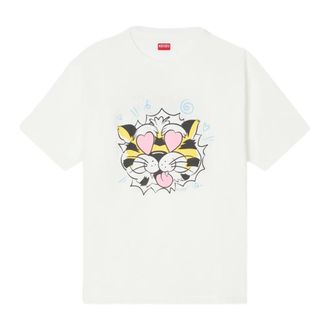 Kenzo T-Shirts, male, White, Size: 2XL Wild Tiger Oversized T-shirt