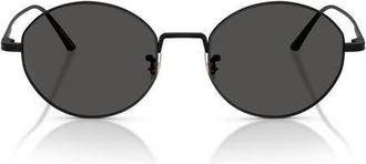 Oliver Peoples 50mm Khaite Round Sunglasses in Matte Black /Grey at Nordstrom