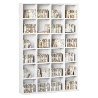 HOMCOM Homcom - Mobile Libreria Porta Cd 24 Vani Con Mensole Regolabili Bianco