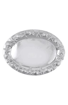 Mariposa Seashell Border Oval Platter in Silver at Nordstrom