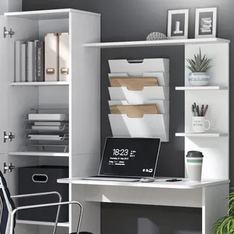 Vicco Scrivania Con Ripiani Tessa, Bianco, 122.9 X 52 Cm