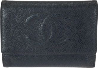 Chanel Black Grained Calfskin Wallet (Tri-Fold) (Pre-Owned)