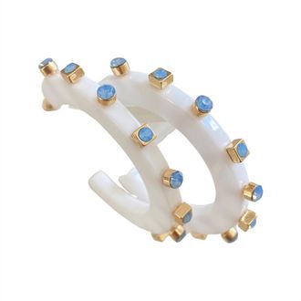 Smith & Co Womens Large City Girl Jewel Hoop Earrings In Carolina Sky