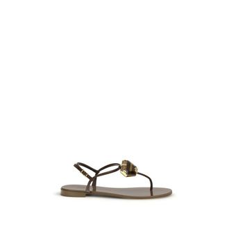 Giuseppe Zanotti Brown Stainless Steel Flat Womens Sandals