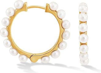 Dower & Hall Large Timeless Pearl Huggie Hoops