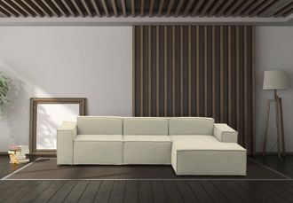 Dmora Sof&aacute; Fijo Giovanna, Sof&aacute; Modular 3 Plazas Pen&iacute;nsula Derecha, 100% Made In Italy, Sof&aacute; Moderno En Tela, Cm 300x170h70, Beige, Con Embalaje Reforzado - 