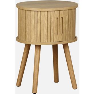 Sweeek Sweeek - Tavolino da notte scandinavo con decorazioni in legno, 2 porte scorrevoli
