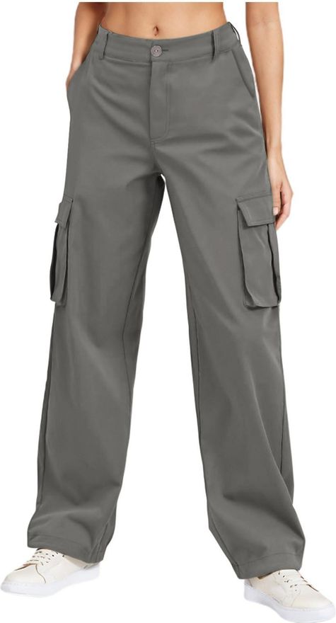 Cargo Trousers Women Ladies Casual Comfy Cargo Combat Pants Solid Color Classic Loose Fit Sports Joggers High Waist Hiking Walking Work Bottoms Outdoo