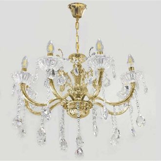 Trade Shop Lampadario Soffitto 6 Bracci Sospensione Plafoniera Sfere Cristalli Pendenti A18 - Oro - Trade Shop Traesio