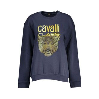 Cavalli Cotton Sweater - Dames - Sweatshirts - Blauw - M - Katoen - Hoodies & sweatvesten
