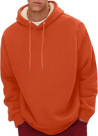 Generic Cocila Mens Sweatshirts Warm Fleece Jumpers Sherpa Lined Pullover Sweater Classic Cotton Lightweight Winter Sweatshirt Jumper Thermal Underwear Fleece