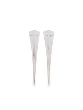 MUGLER engraved-logo earrings - Silver