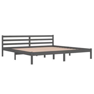 ITYhome Ityhome - Estructura De Cama Sin Colch&oacute;n Madera De Pino Gris 200x200 Cm Vidaxl