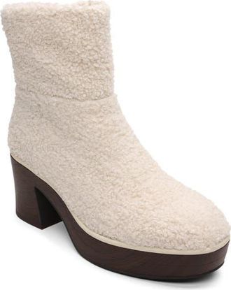 Sanctuary Emmet Faux Shearling Platform Bootie in Creme at Nordstrom, Size 6.5