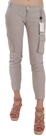 Dolce & Gabbana Casual Fitted Khaki Trousers Womens Pants