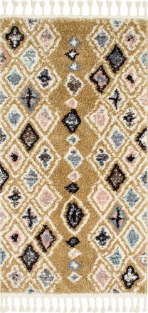 Nazar Rugs Alfombra de pasillo bereber amarilla 80x150 dise&ntilde;o &eacute;tnico