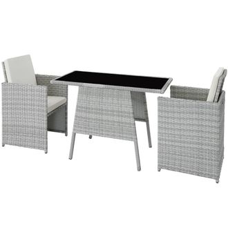 TecTake Garden Furniture Set Lausanne in Light Grey | Size: 2 Seater